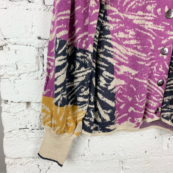 Nic + Zoe Animal Instincts Zebra Striped Sweater Button Front Cardigan Small - Picture 10 of 16